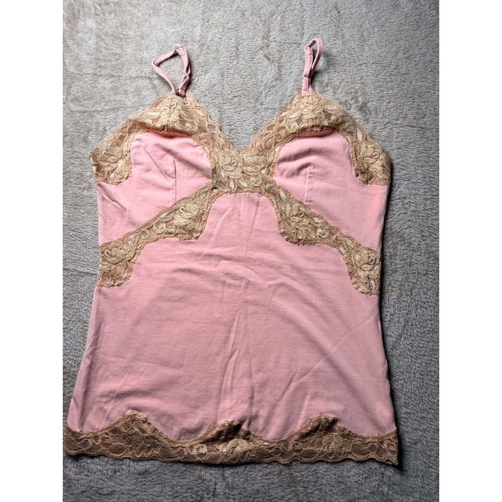 VTG Mary Green Pink Lace Slip Top  Medium Euro Y2K Coquette Feminine‎ Romantic